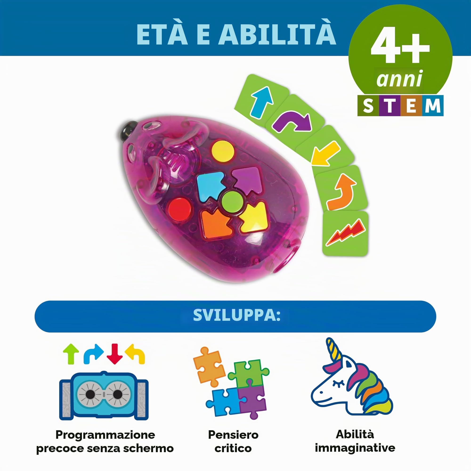 Learning Resources Set di attività Ricaricabile Code & Go Topo Robot, Giocattoli per Bambini e Bambine di 4 Anni, Robot Programmabile Interattivo Senza Schermo