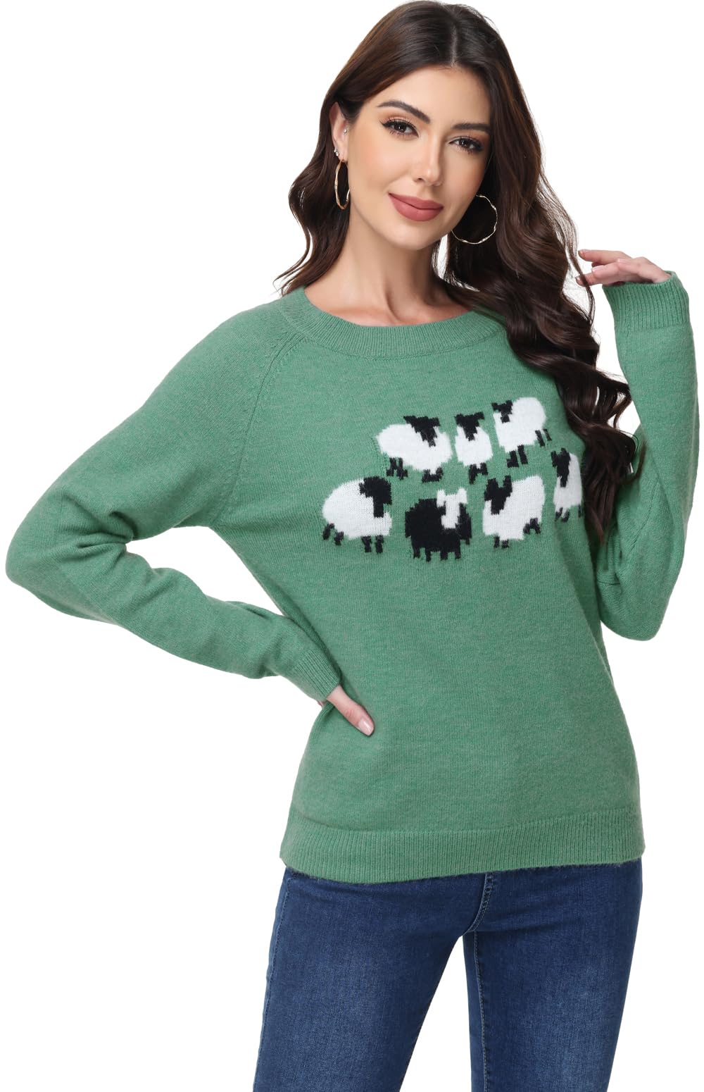 TrendiMax Damen Fair Isle Pullover Herbst Winter Langarm Strickpullover Rundhals Warm Pullover Vintage Knit Sweater Jumper