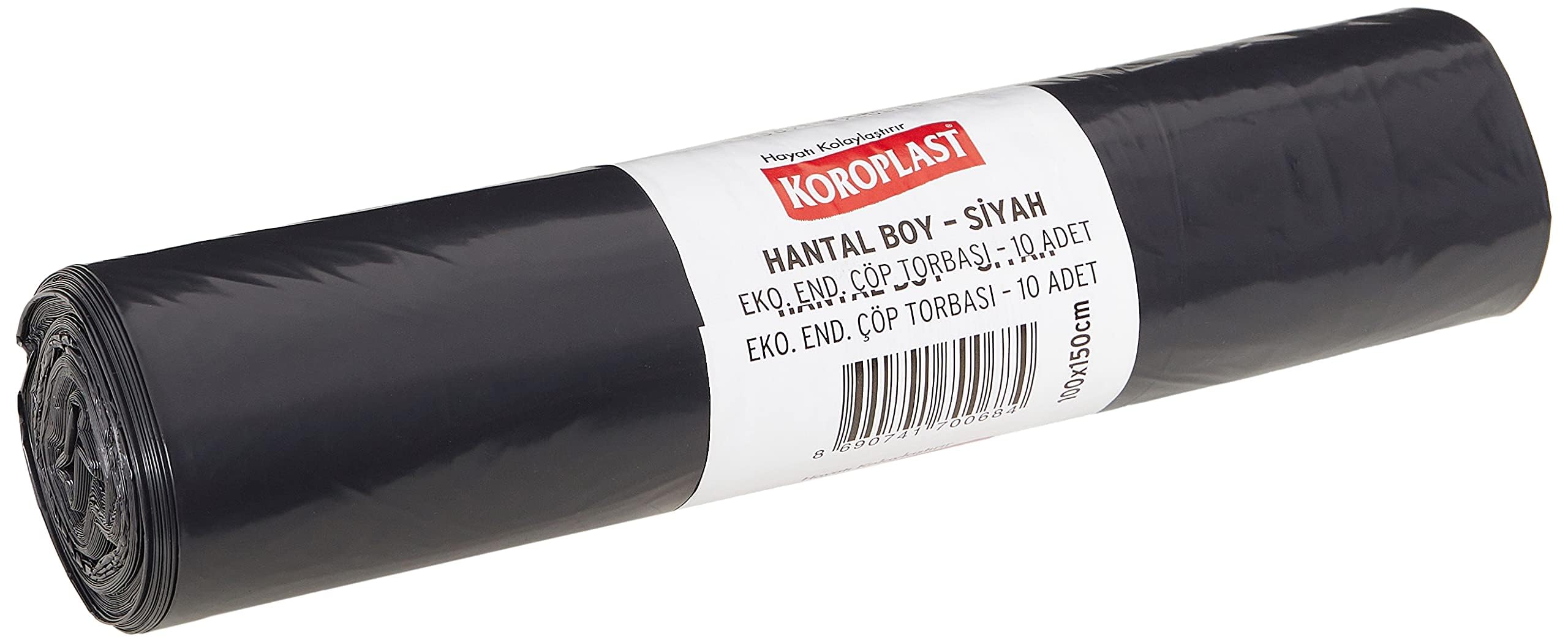 Koroplast Ekonomik Endüstriyel Çöp Torbası Hantal Siyah 10’lu 100×150 cm, Kalın & Yırtılmaz, Sızdırmaz, Çift Katlı, Geri Dönüştürülebilir, Fabrika, Depo, Kafe, Otel, İnşaat Alanı, Hastane, Bahçe