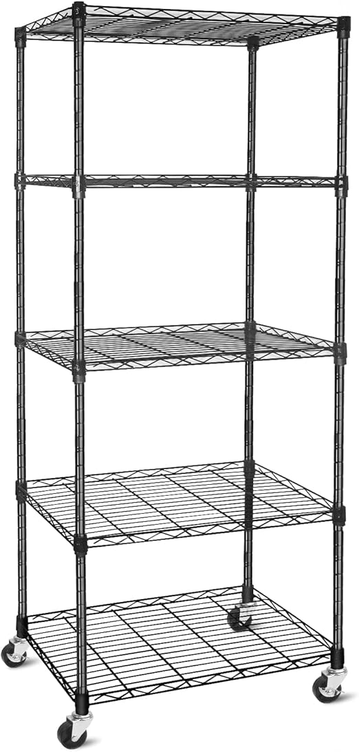 5 Shelf Garage Shelving Unit, Metal Shelves with Wheels Heavy Duty (210