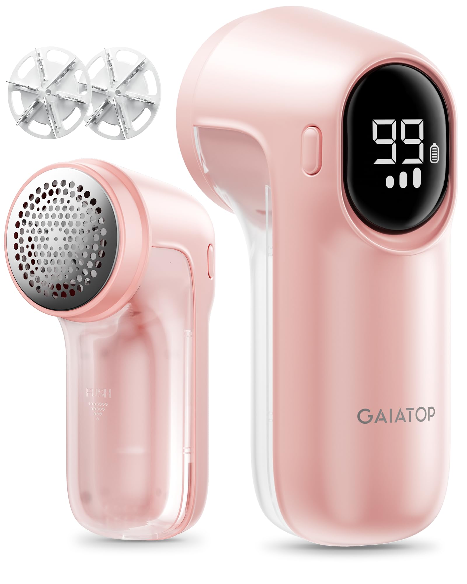 Gaiatop Fabric Shaver Rechargeable, 3-Speeds Electric Lint Remover with Led Display, 6 Leaf Blade, Clothes, Furniture, Couch, Fuzz, Pills