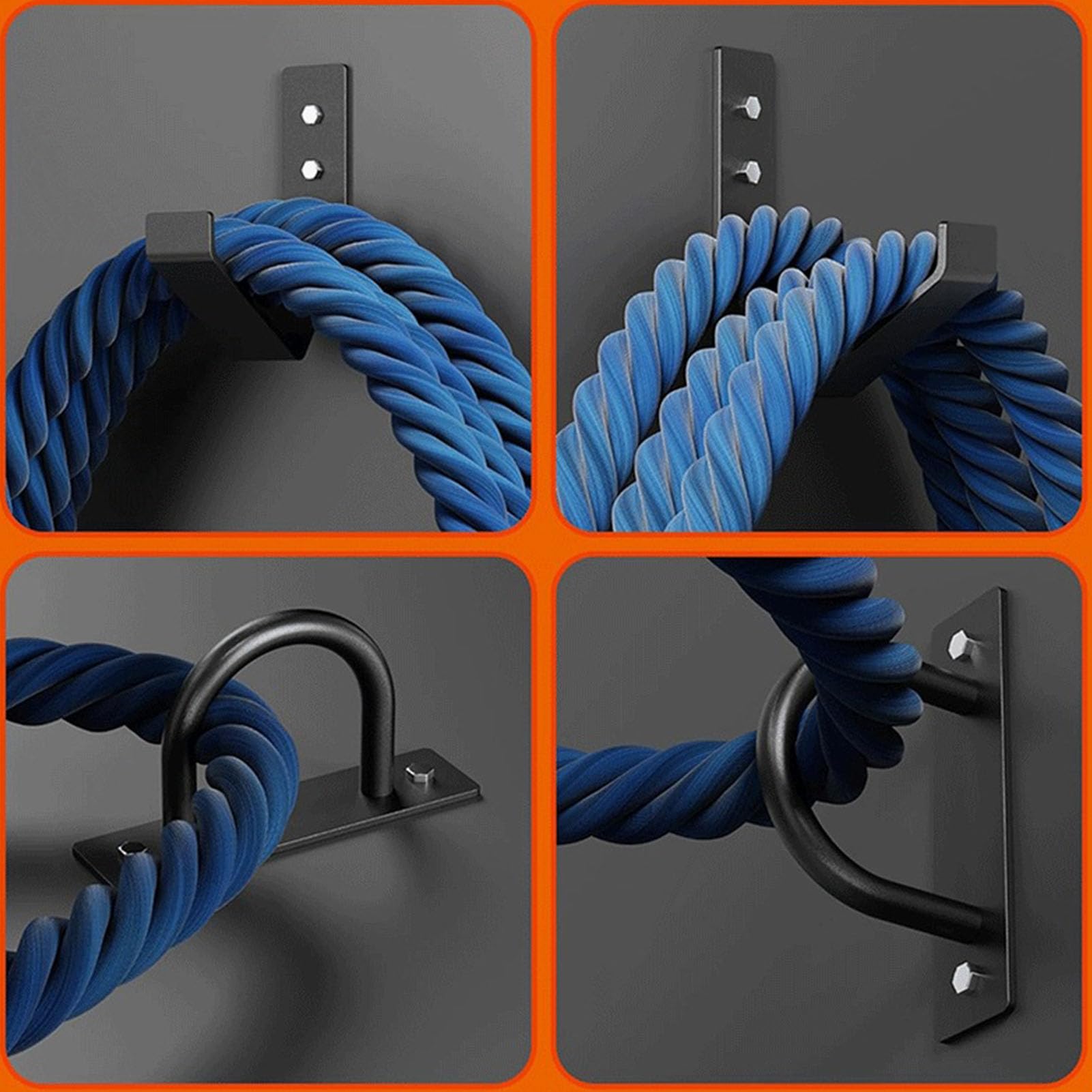 Cosiki Battle Rope Wall Mount Rack, Stable Steel Design (Acciaio)