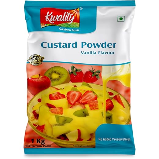 Kwality Custard Powder 1kg (Vanilla Flavor), Smooth & Creamy Custard, Quality Ingredients, Best for Fruit Salads
