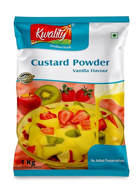 Kwality Custard Powder 1kg (Vanilla Flavor), Smooth & Creamy Custard, Quality Ingredients, Best for Fruit Salads