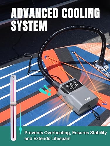 Miniatura 7 de Niphean Bomba de tabla de remo con cable de carga (extra largo) de 118 pulgadas, inflador de neumáticos de 50 PSI con bolsa de almacenamiento, bomba