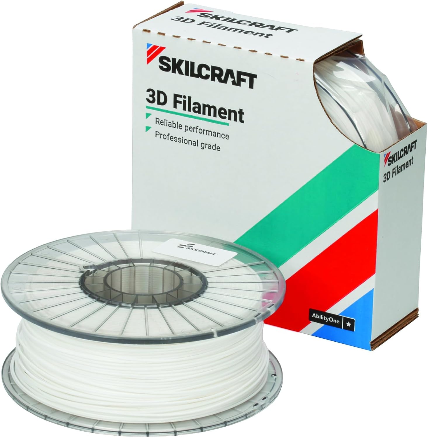 AbilityOne - 7045017057353-3D Printer Filament - Acrylonitrile Butadiene Styrene (ABS PRO) - 2.85mm on a 1kg Spool - White