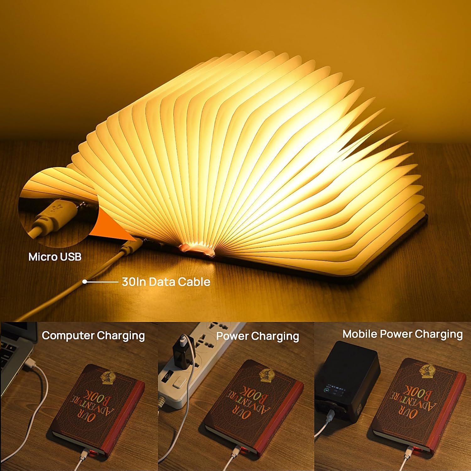 Adventure Book Night Light, 3D Lamp&5 Colors Folding Serbia