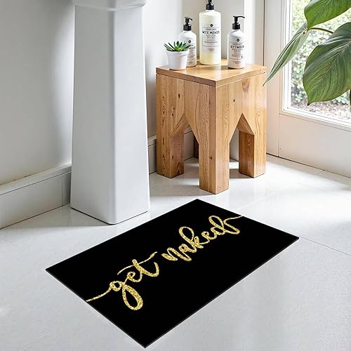 Alfombra de baño negra de secado rápido, divertida alfombra de baño para debajo de la puerta, absorbente y antideslizante para bañera, ducha,
