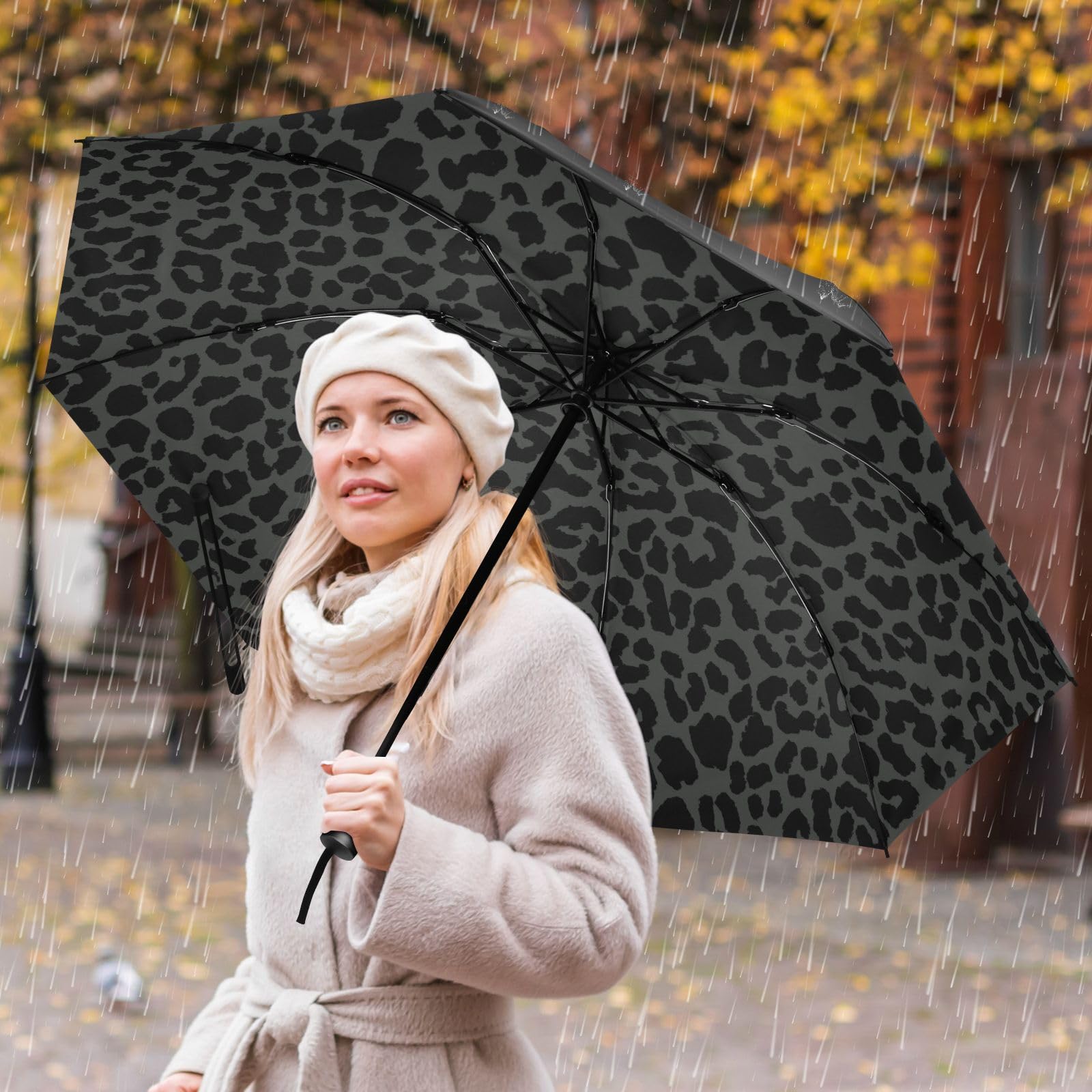 ALAZA Faltbarer Regenschirm, kompakt, Reiseschirm, automatisches Öffnen und Schließen für Regen, winddicht, UV-Schutz, groß, tragbar