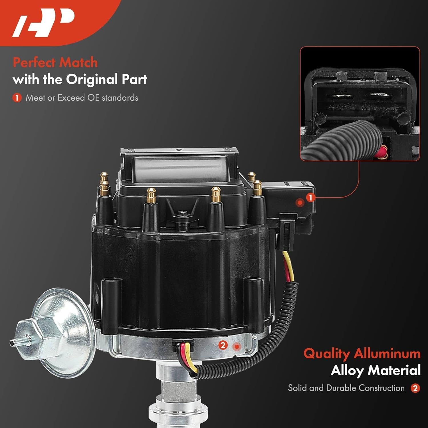 A-Premium Ignition Distributor with Cap and Rotor Compatible with Chevrolet C10 C20 Suburban, El Camino, K10 K20 Suburban, K5 Blazer & GMC Jimmy, Caballero, C1500 C2500 Suburban, Jimmy, G1500, G2500