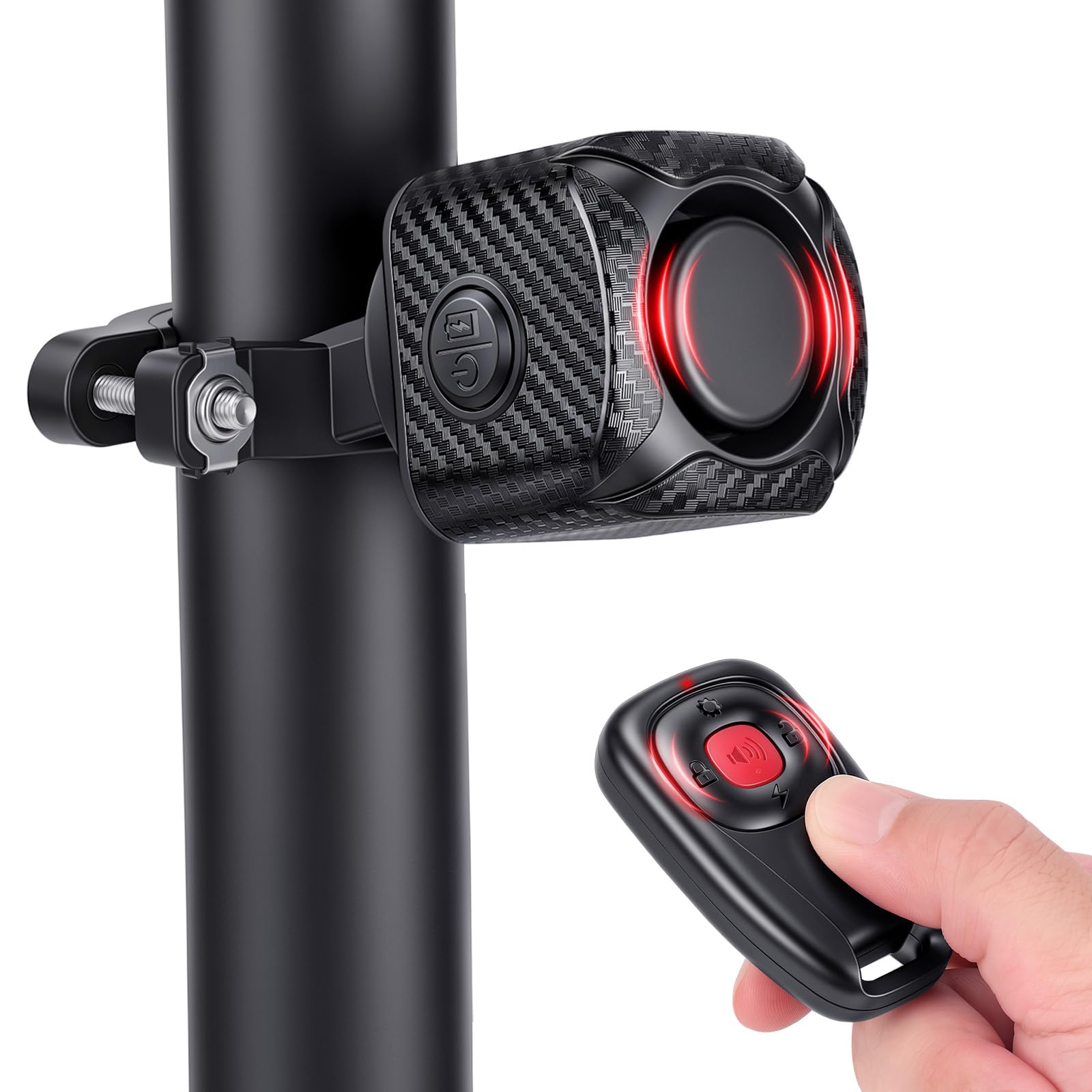 WSDCAM Dual Alert Fahrradalarm 120 dB, USB-C-Aufladung mit Fernbedienung | Zweiwege-Vibrationsalarm, 1148 Fuß Reichweite, IP65 wasserdicht, für E-Bikes, Motorräder, Roller