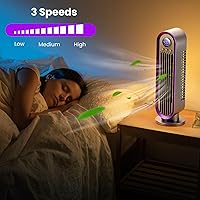 Vista 9 de Misby Desk Fan, 13 Inch Small Bladeless Table Fan for Saving Space, Quiet Office Fan Rechargeable, 3 Speed & 8H Timer, 90° Oscillating Fan for