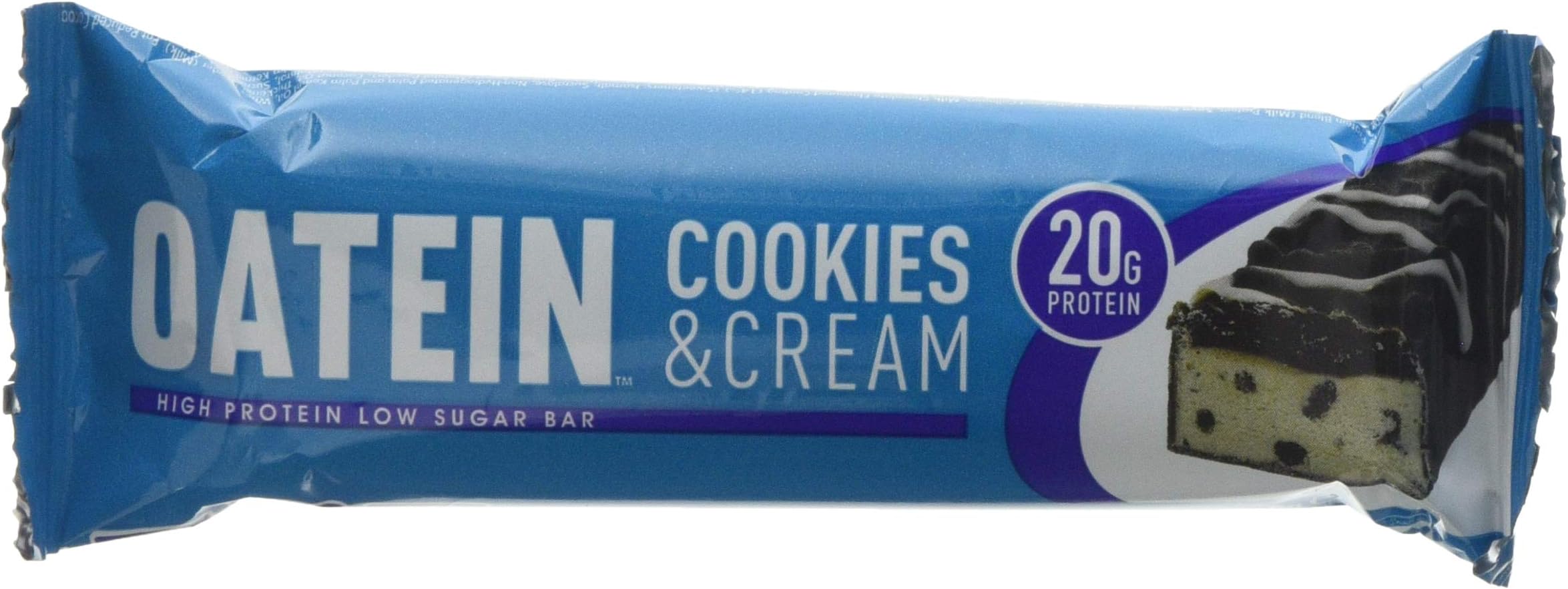 Oatein High Protein Low Sugar and Low Carb Bar, Cookies & Cream, Box of 12x60g