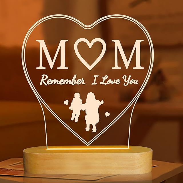 Mum Birthday Gifts,Gifts for Mum Engraved Night Light,Mum Gifts from Daughter Son, Mummy Gifts Idea for Mother's Day,Unique LED Bedside Lamp Presents for Mum