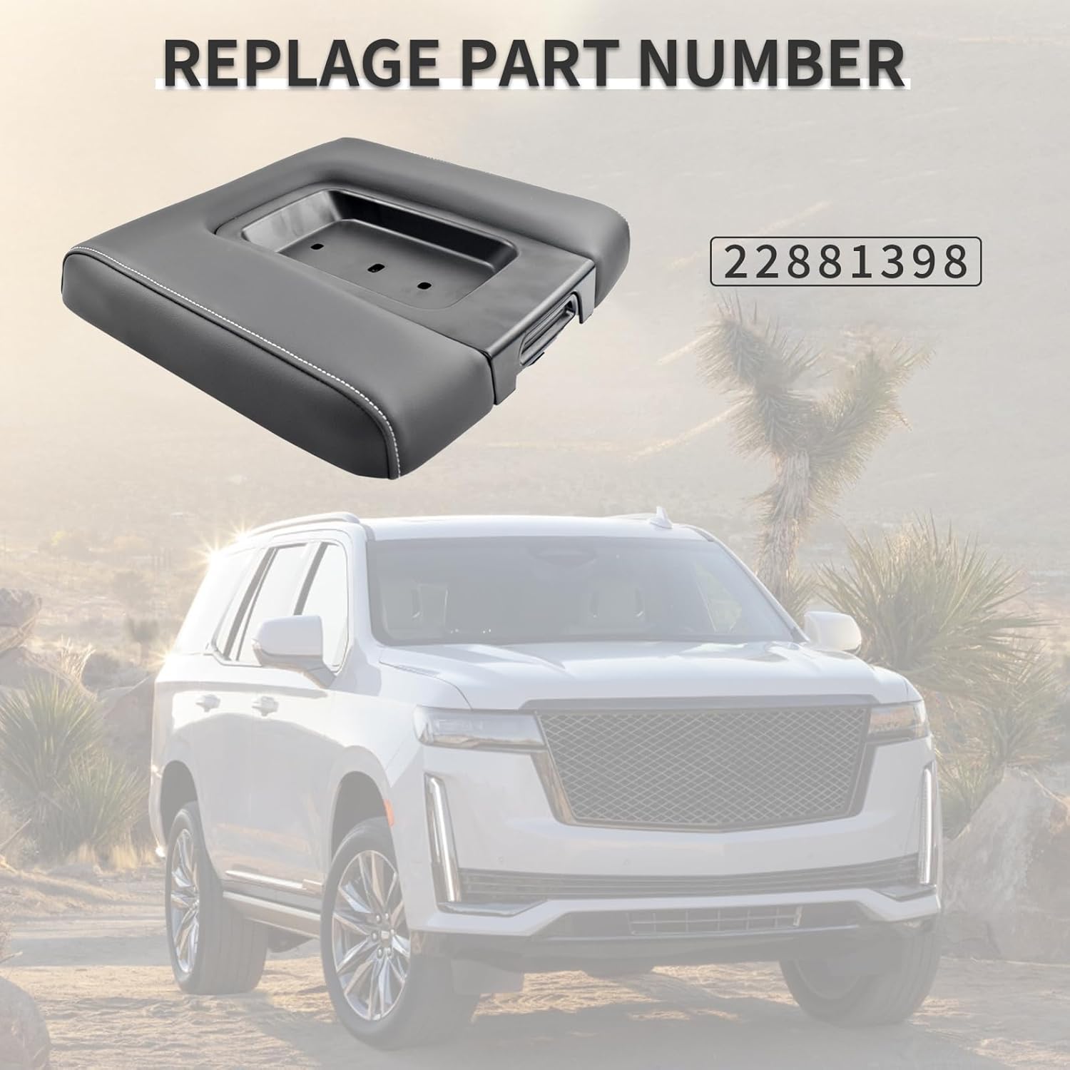 Front Seat Center Console Armrest Lid Black Fit For 2014-2020 Chevy Silverado Tahoe Silverado 1500 2500 3500 HD, For Cadillac Escalade ESV, For GMC Yukon Sierra Replaces# 22881398