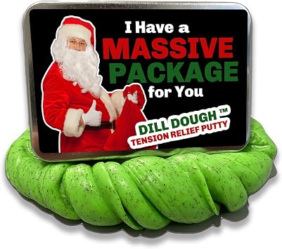 Massive Package Dill Dough Putty Funny Christmas Gag Gift for Adults Scented Stress Relief Putty Made with Real Dill Glows in the Dark Hilarious Novelty Gift in Steel Tin for Women & Men