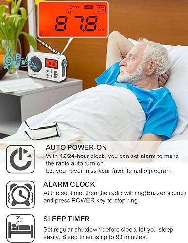 Miniatura 6 de ZHIWHIS Portable Radio, AM FM Shortwave Digital Tuner with Best Reception, Battery Operated Clock Radios with Sleep Timer and Preset Function,