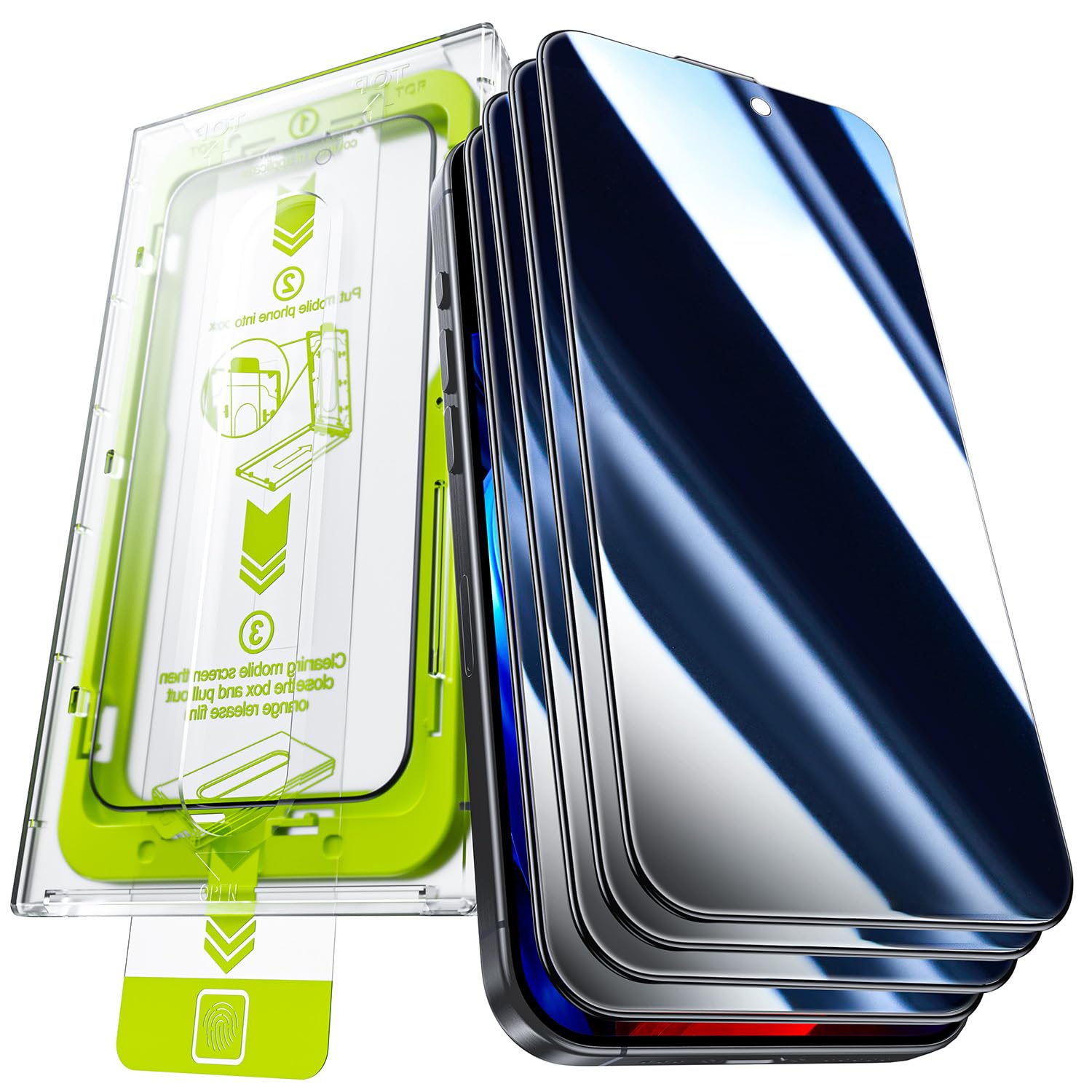 WSKEN for iPhone 16 Pro Max Privacy Screen Protector - [25° Anti-Spy] [Top 9H+ Tempered Glass] [Auto-Dust Removal] HD Full Coverage Military Grade 10X Shatterproof Flim Easy Install, 4 Pack