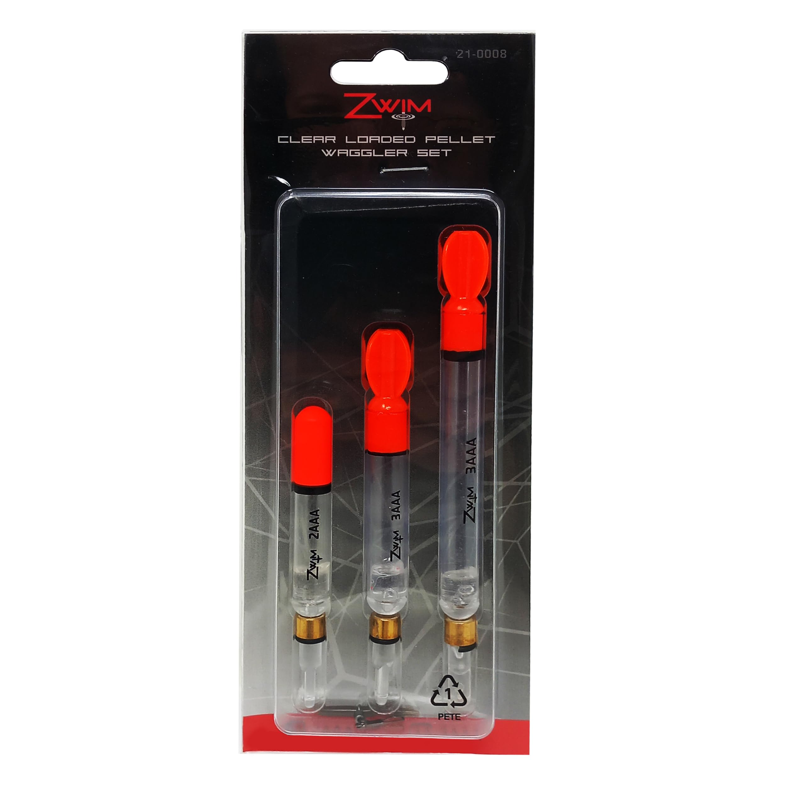 ZWIM 3pcs Clear Loaded Pellet Waggler Carp Fishing Float Set with Float Adaptor & Hi-Viz Tips - Strong Durable - Long Distance Cast [21-0008]