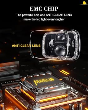 MAYELLO 5x7 Led Headlight 110W 7x6 Led Headlights Hi/Low Sealed Beam H6054 Led Headlights Compatible with Jeep Wrangler YJ Cherokee XJ Ford GMC Toyota Nissan Dodge Plymouth Chevrolet etc