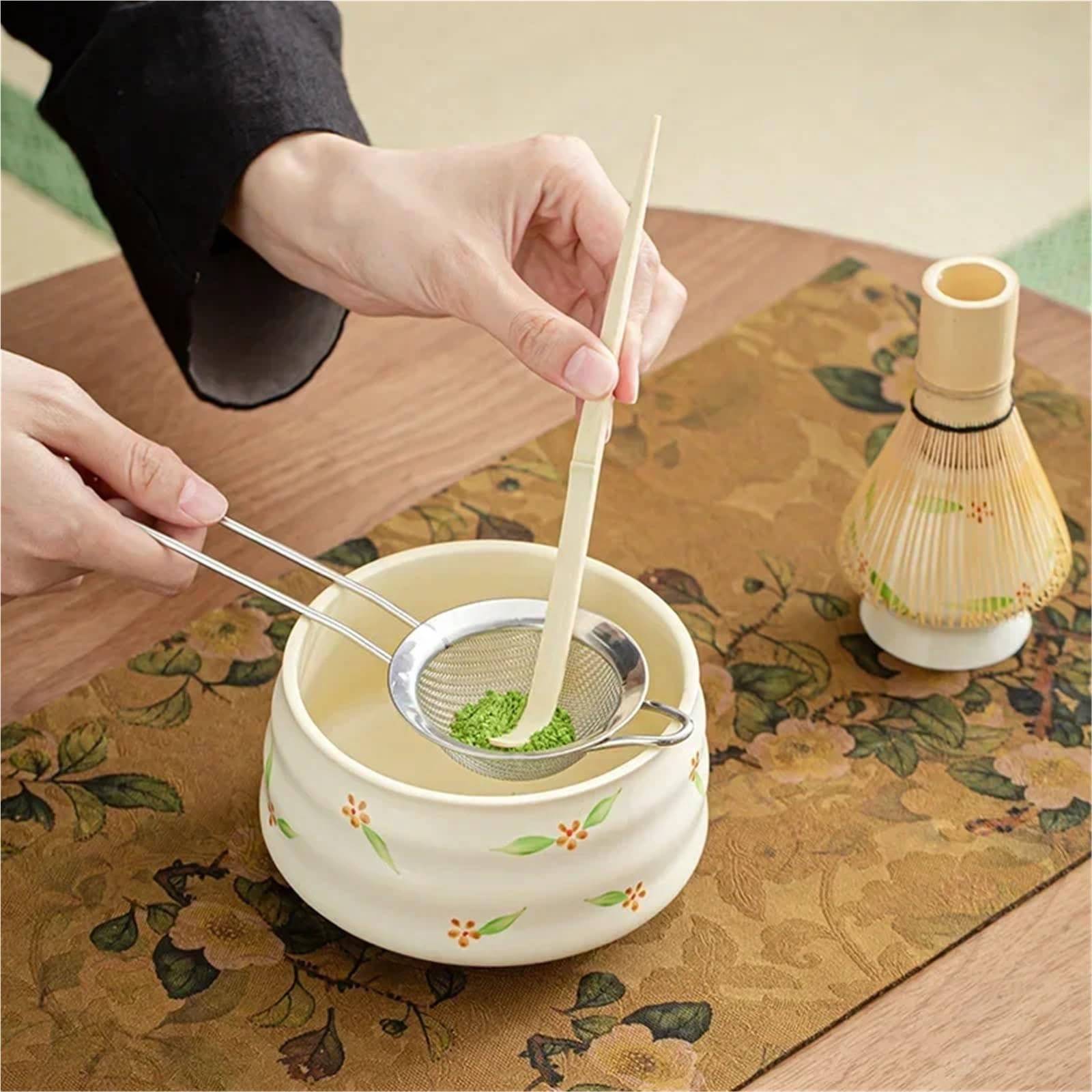 Keramik Matcha Schüssel Set Matcha Brushd Tee Set Tee Tisch Zubehör Matcha Tee Werkzeuge Set Matcha Tee Set(White)