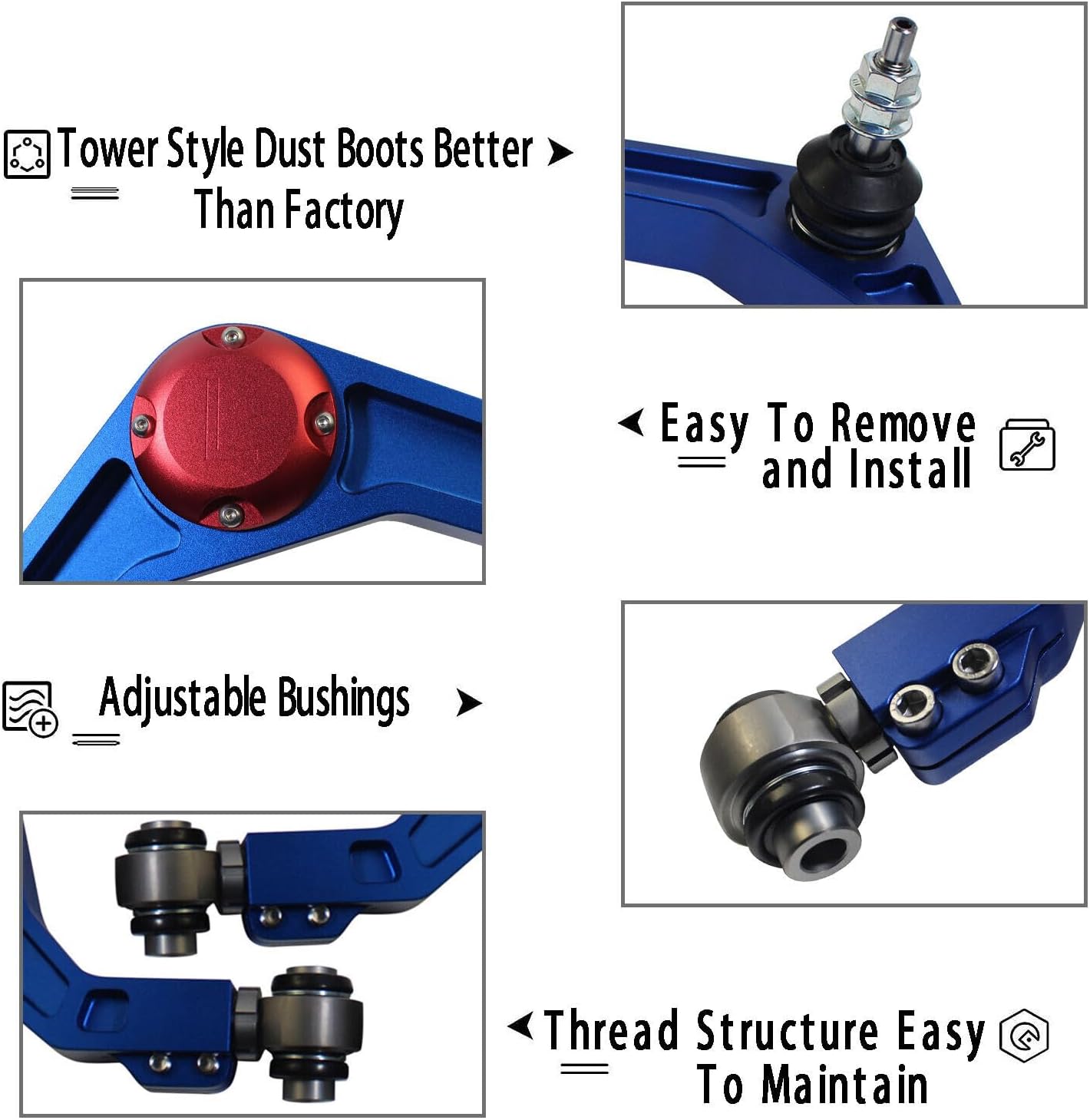 Heavy Duty Forged 2-4" Lift Upper Control Arms FUCA Compatible with 2006-2010 Dodge Ram 1500 for 11-22 Ram 1500 CNC Machined 6061 Suspension Kit W/Adjustable End Bushing Kit, One-piece Design