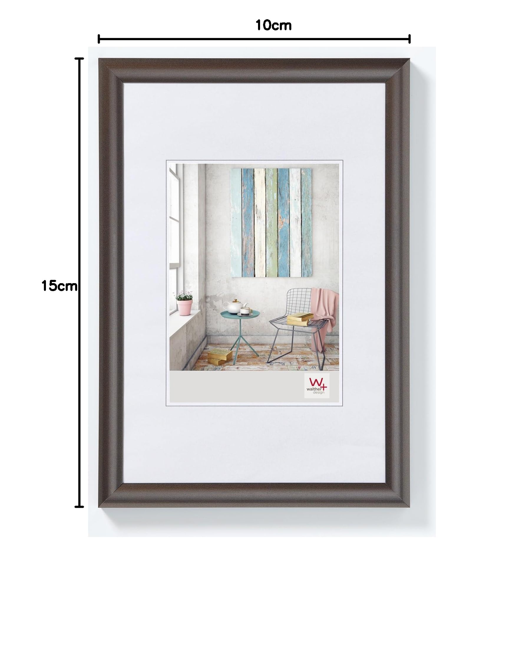 walther design Cornice Acciaio 10 x 15 cm con Bordo Interno