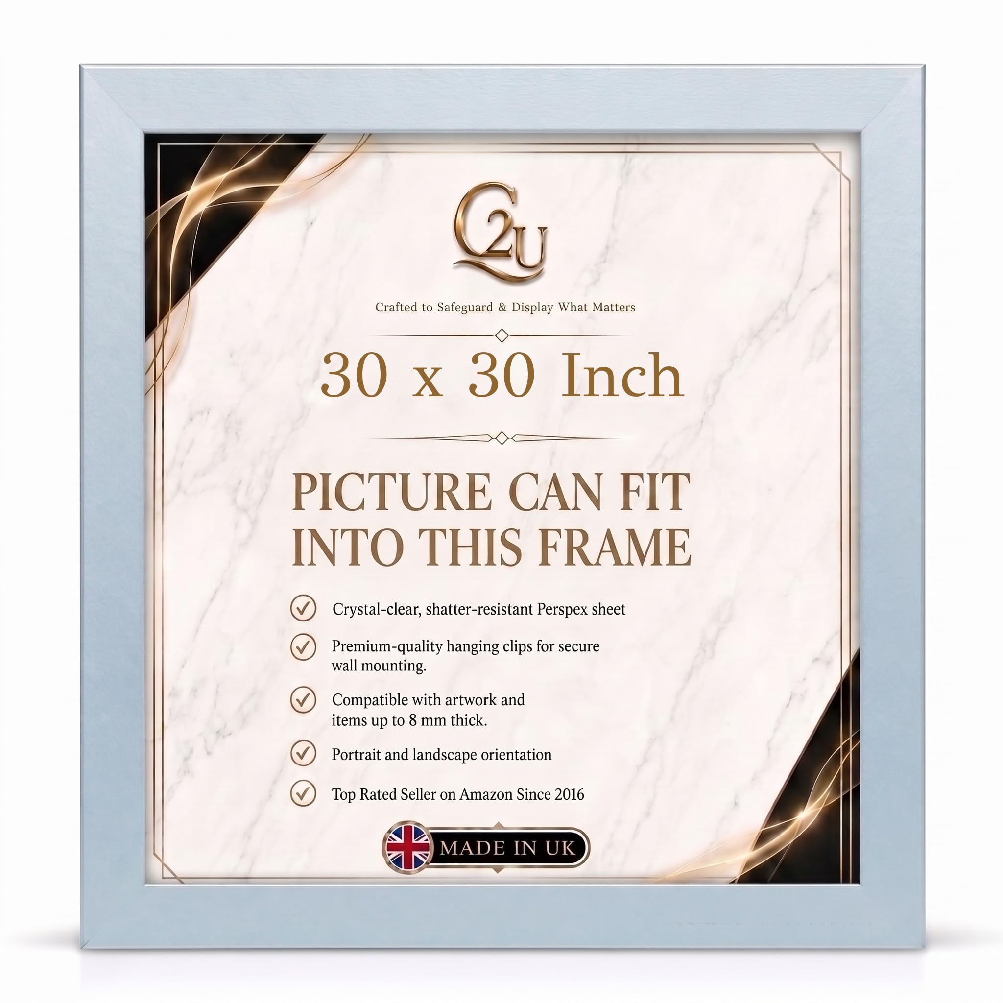 30 x 30 Inch (76.2 x 76.2 cm) Picture Frame | Engineered Wood Photo Poster Frame for Jigsaw Puzzles, Certificates & Artwork| Wall Mount | Portrait or Landscape.