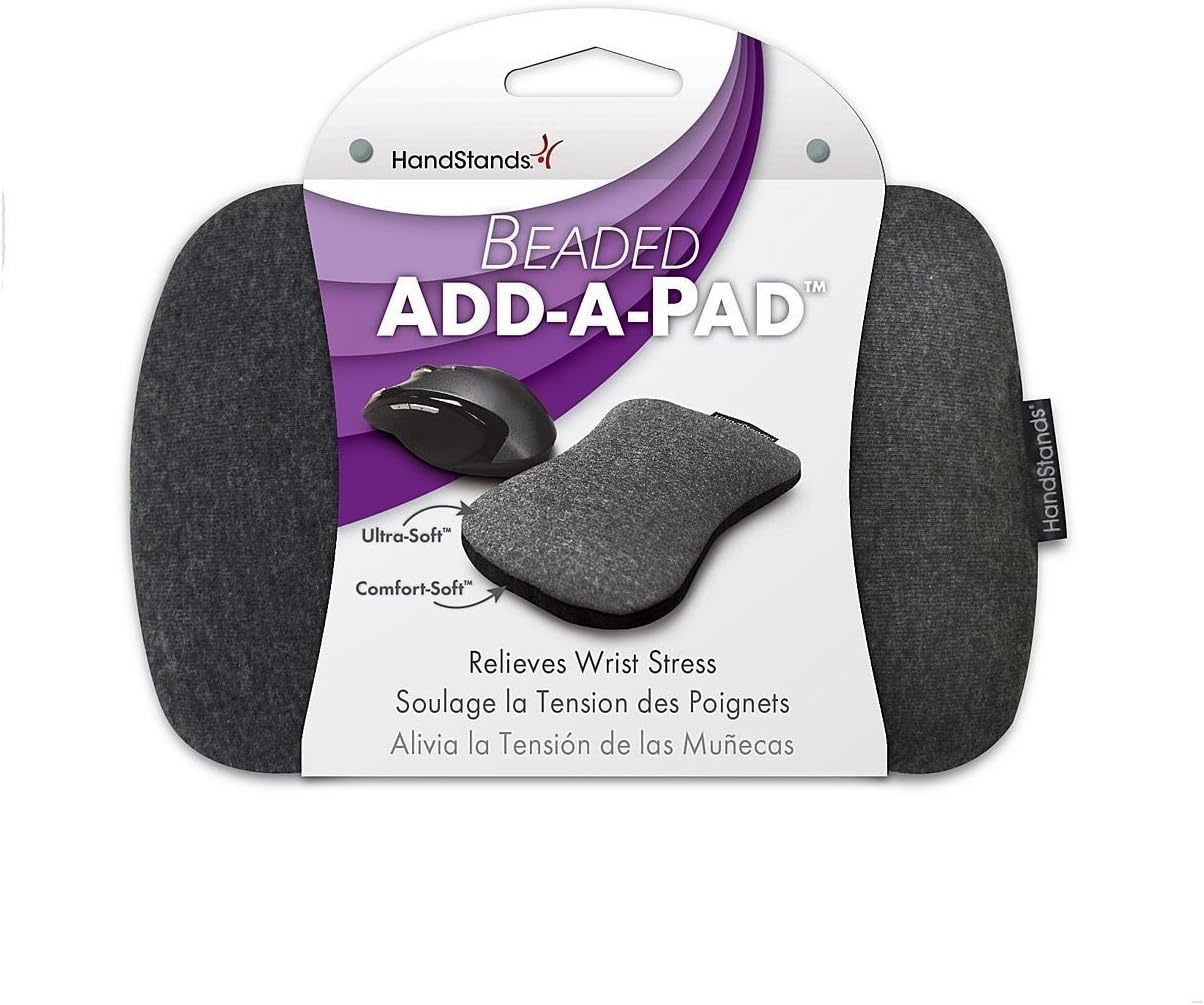 HandStands 55510 Beaded Add-A-Pad Wrist Cushion for Computer Mouse, Gray, 2 Pack