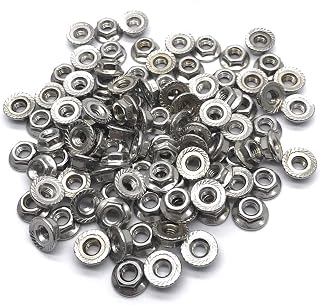 M4-0.7mm Stainless Steel Flange Nuts Hex Lock Self-Locking Metric Thread Serrated Nut Locknuts（100 Pcs）