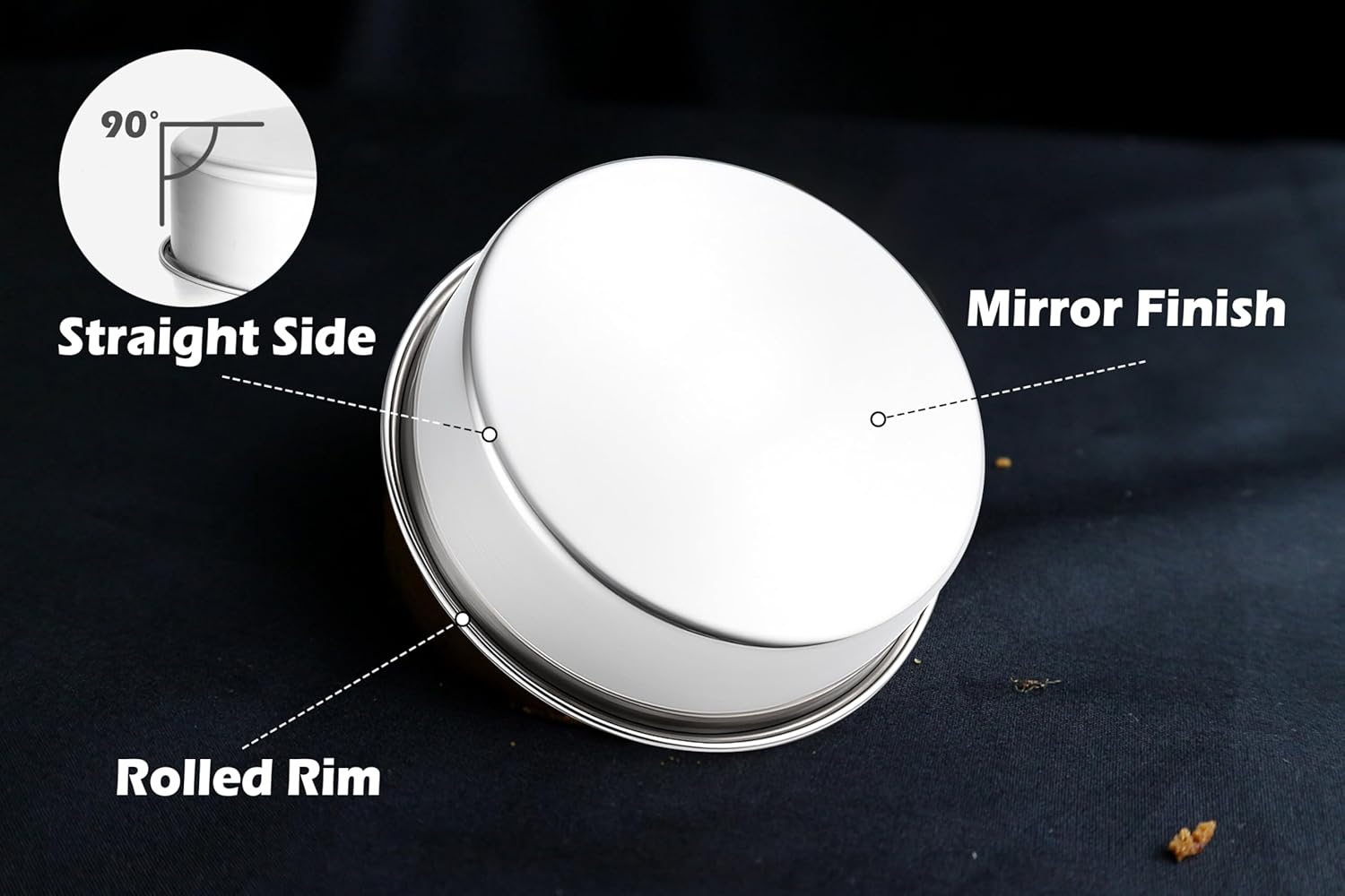 Leonyo 9½ Inch Round Cake Pans, Stainless Steel 2 Pack Layer Cake Pans 9½Inch Round Tins Set for Baking, Metal Circle Tin for Birthday Wedding Party, Dishwasher Oven Safe - Image 4