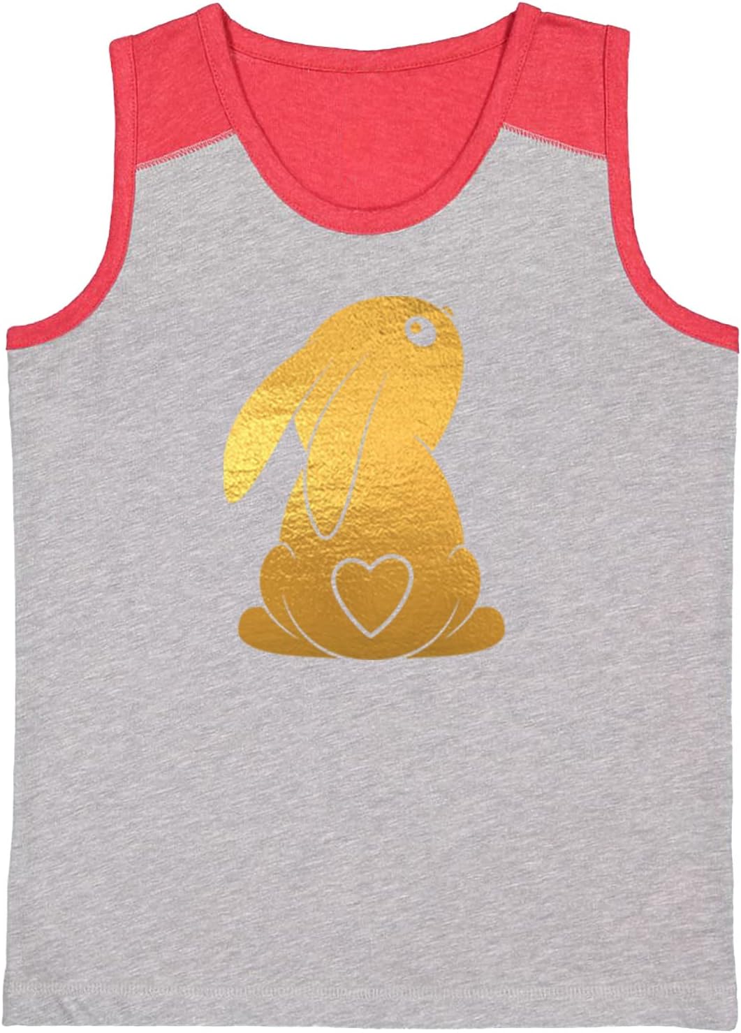 Gold Foil Rabbit with Heart Tail - Bunny Love Youth Contrast Back Tank Top