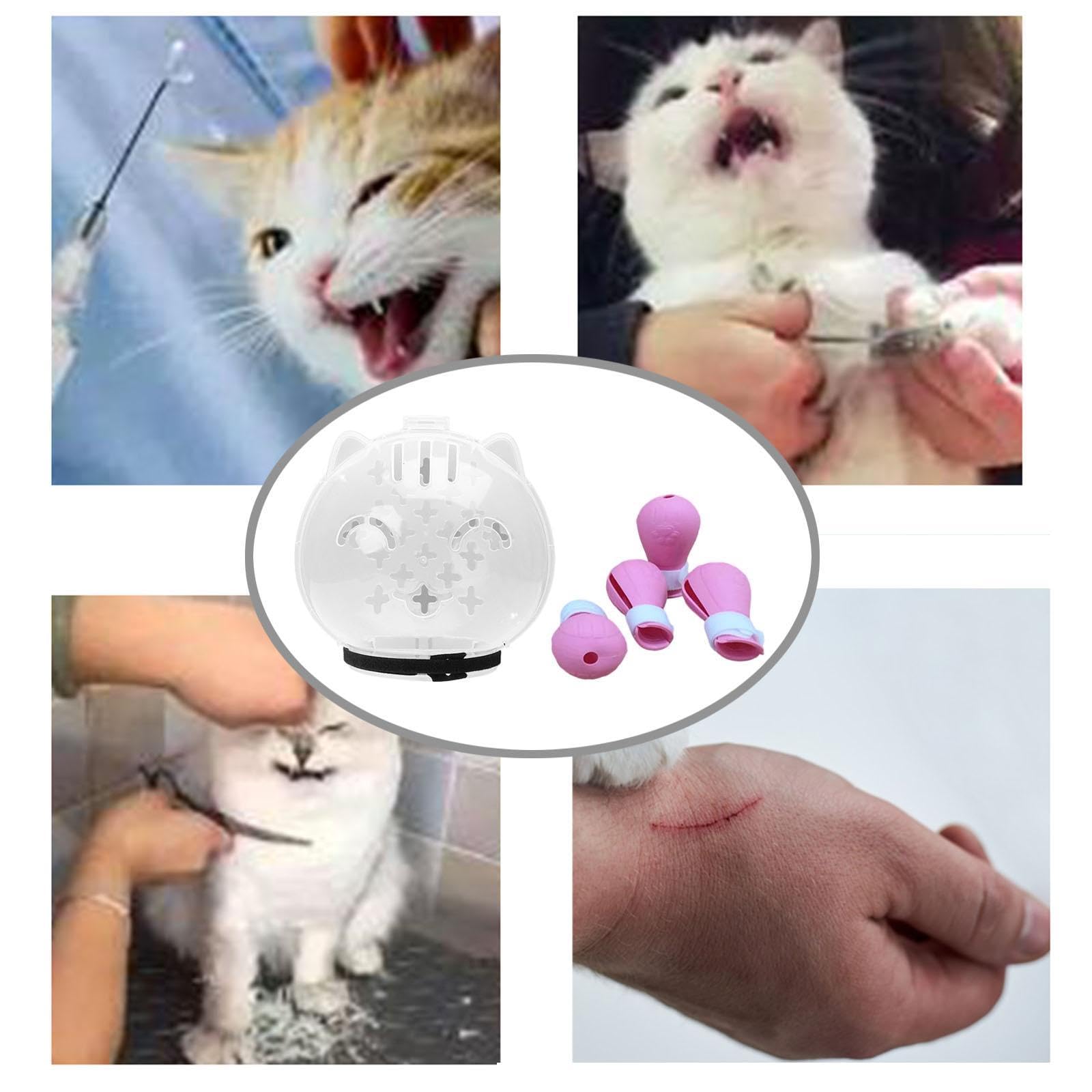 MagiDeal Bozal para Gato, Capucha para Gato, máscara Protectora, antimordeduras, Transpirable, con Forma de Bola y Zapatos para Cortar uñas, para Viajes en