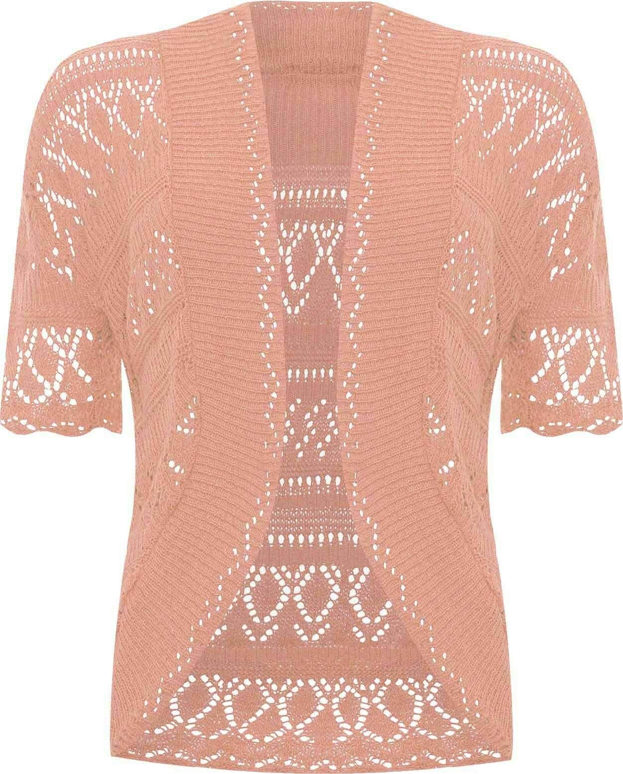 Rageit Women's Peach Bolero Shrug Crochet Knitted Cardigan