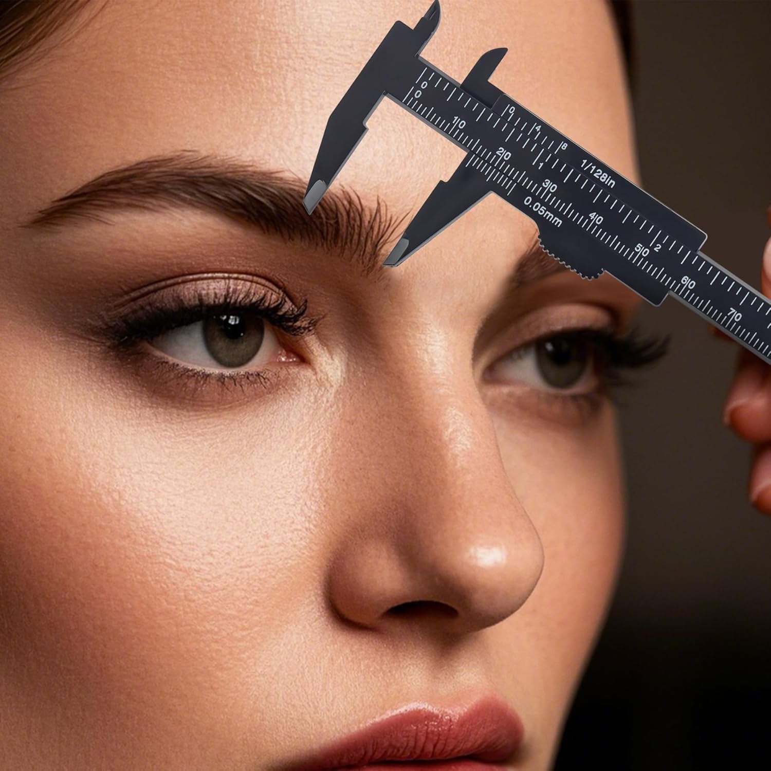 Eyebrow Measuring Ruler Set, Brow Mapping Tool with Mini Vernier Caliper Double Scale Plastic Sliding Gauge for Microblading Eyebrow Tattoo Brow Artists