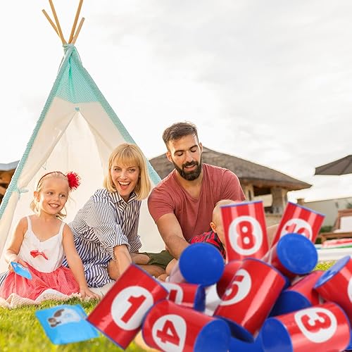Miniatura 6 de Hungdao Juego de 3 juegos de carnaval, tablero de dardos con bolas de plástico, conos de plástico, bolsas de frijol, juego de lanzamiento para