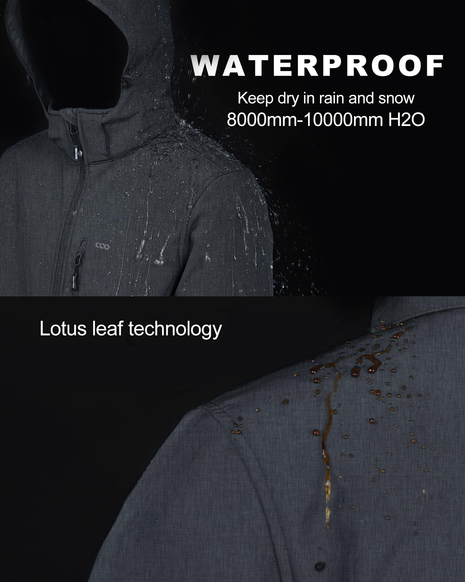 33,000ft Giacca softshell da uomo, impermeabile, antivento, in pile caldo, foderata, antivento, funzionale, per escursioni, bicicletta, campeggio