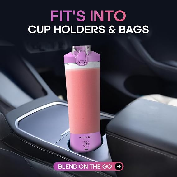 BLENDi X - Large 24 oz BPA-Free USB Rechargeable Personal Travel Blender w/Stainless Steel - Ideal for Protein Shakes, Smoothies, and Mixed Drinks (Purple, 24oz)