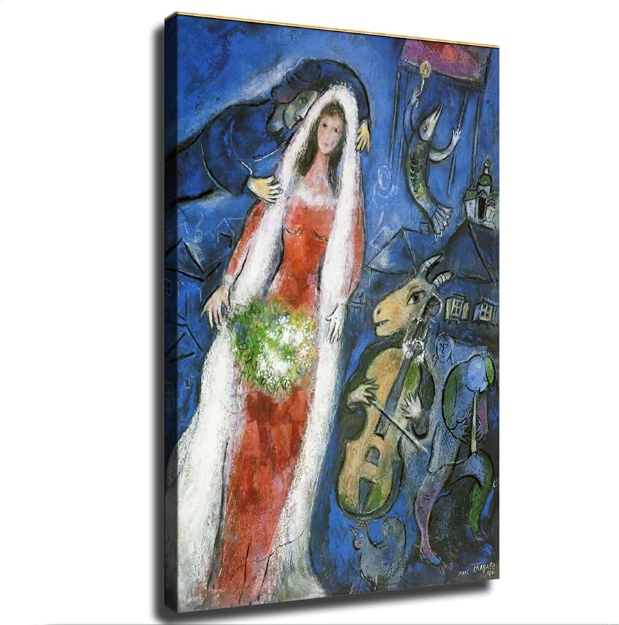 Amazon.com: LJYYR La Mariee by Marc Chagall Poster Canvas Painting