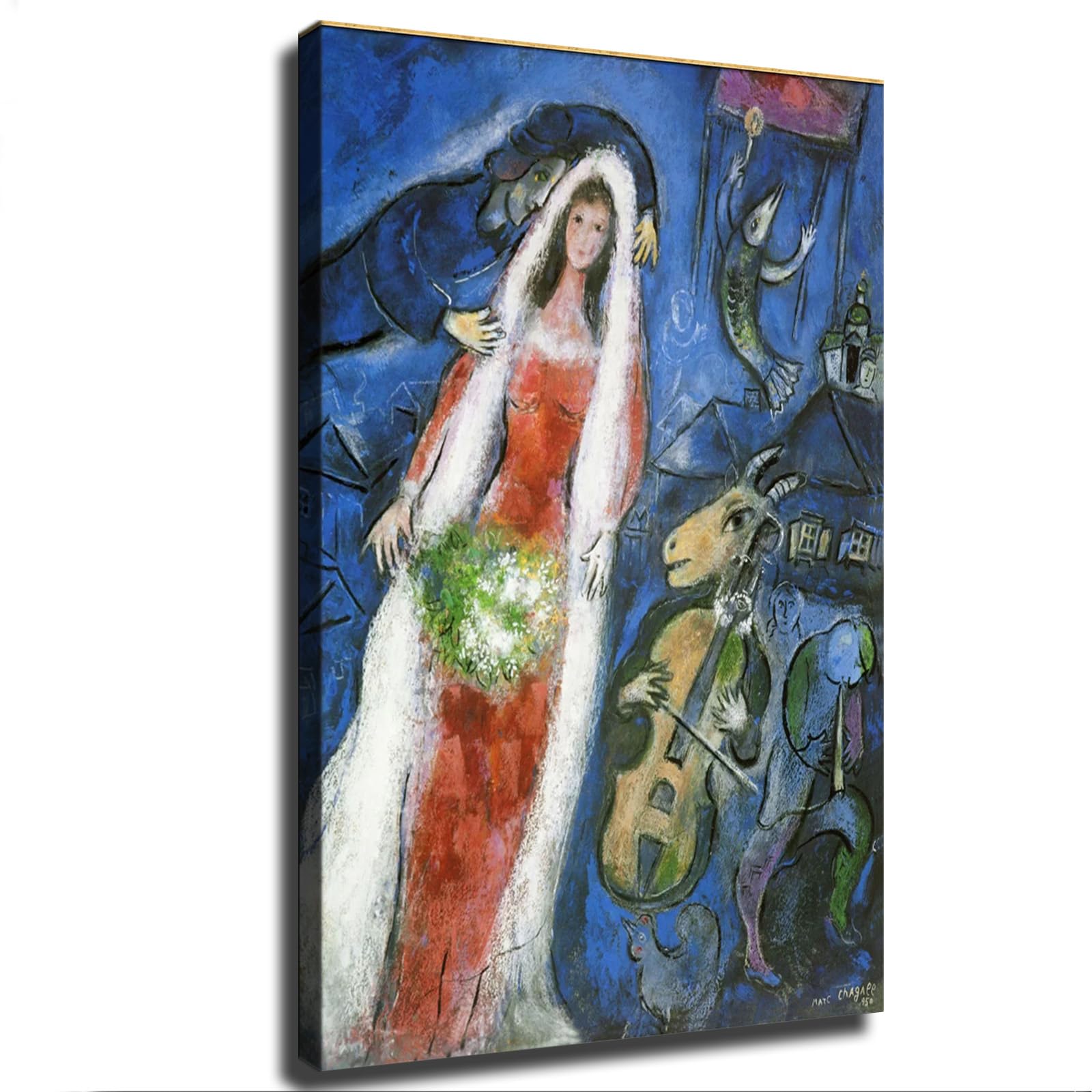 Amazon.com: LJYYR La Mariee by Marc Chagall Poster Canvas Painting