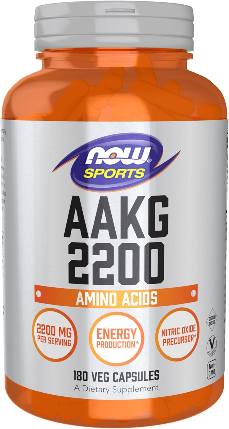 Now Sports AAKG 2200, Arginine, Energy Productuion, 180 Veg Capsules