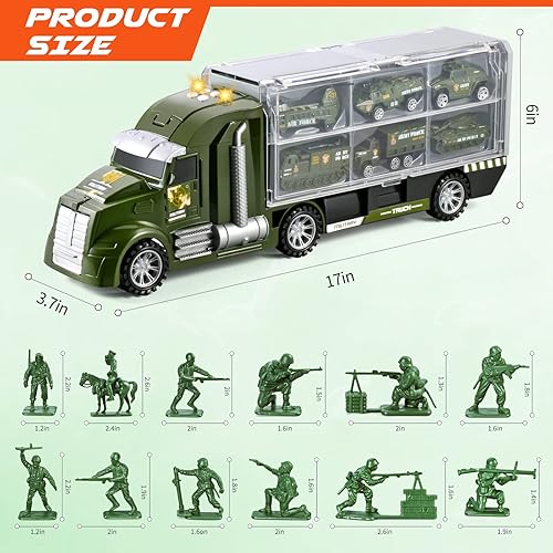 Miniatura 3 de JASSKKBO Juguetes militares 36 en 1 para hombres y niños camión militar con soldados y hombres juguete realista de batalla fundido a presión en