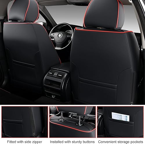 Miniatura 22 de Juego completo de fundas grises para asientos delanteros y traseros, fundas universales para asientos delanteros y traseros para automóviles