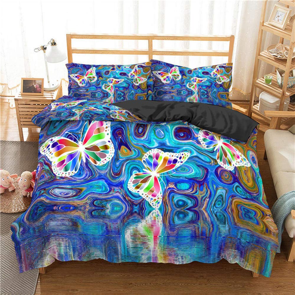 LSORU Psychedelic Cat Bettwäsche 3D Print Bettbezug 3 Teilig Weiche