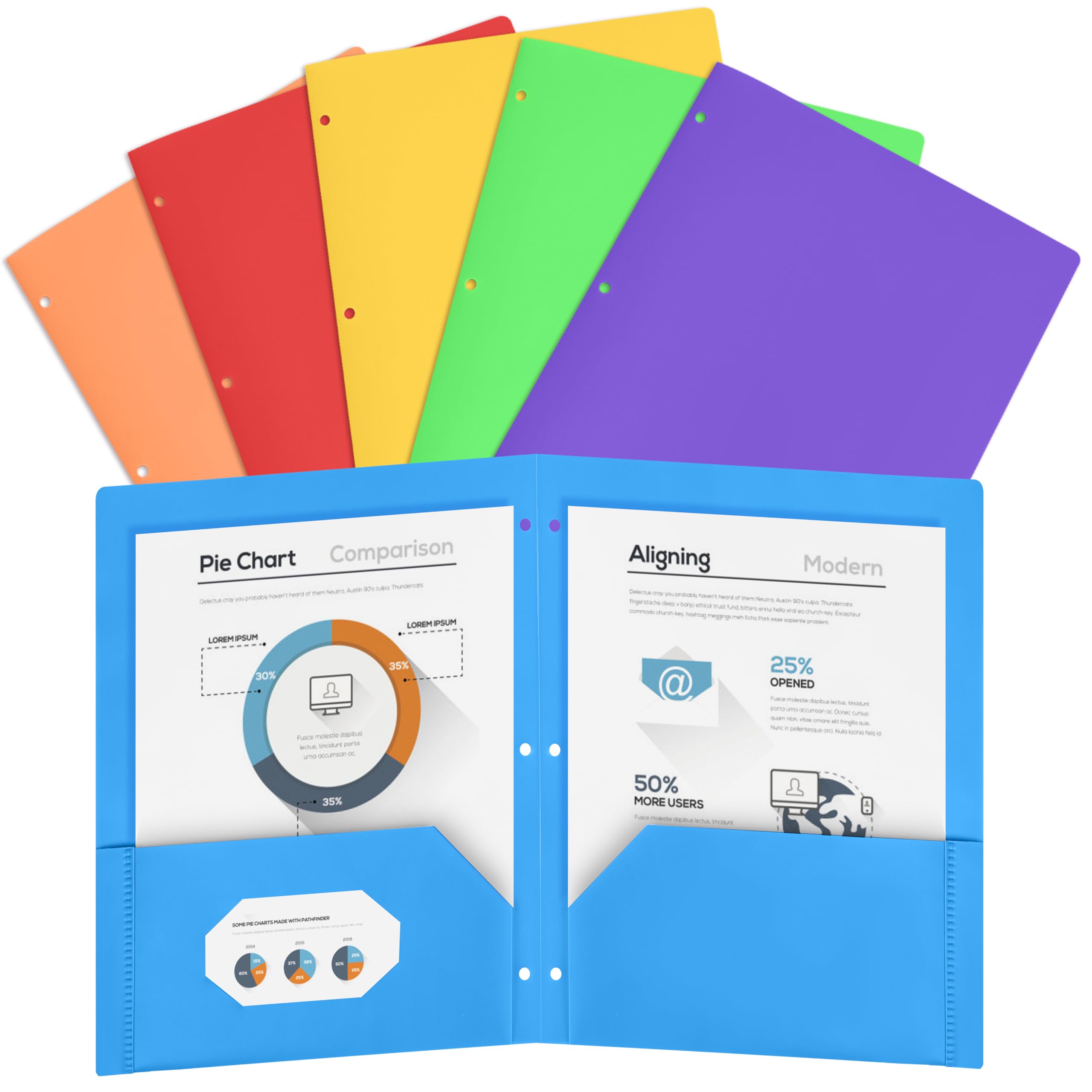 Amazon.com : Cesil 6 Pack Folders with Pockets 3 Hole