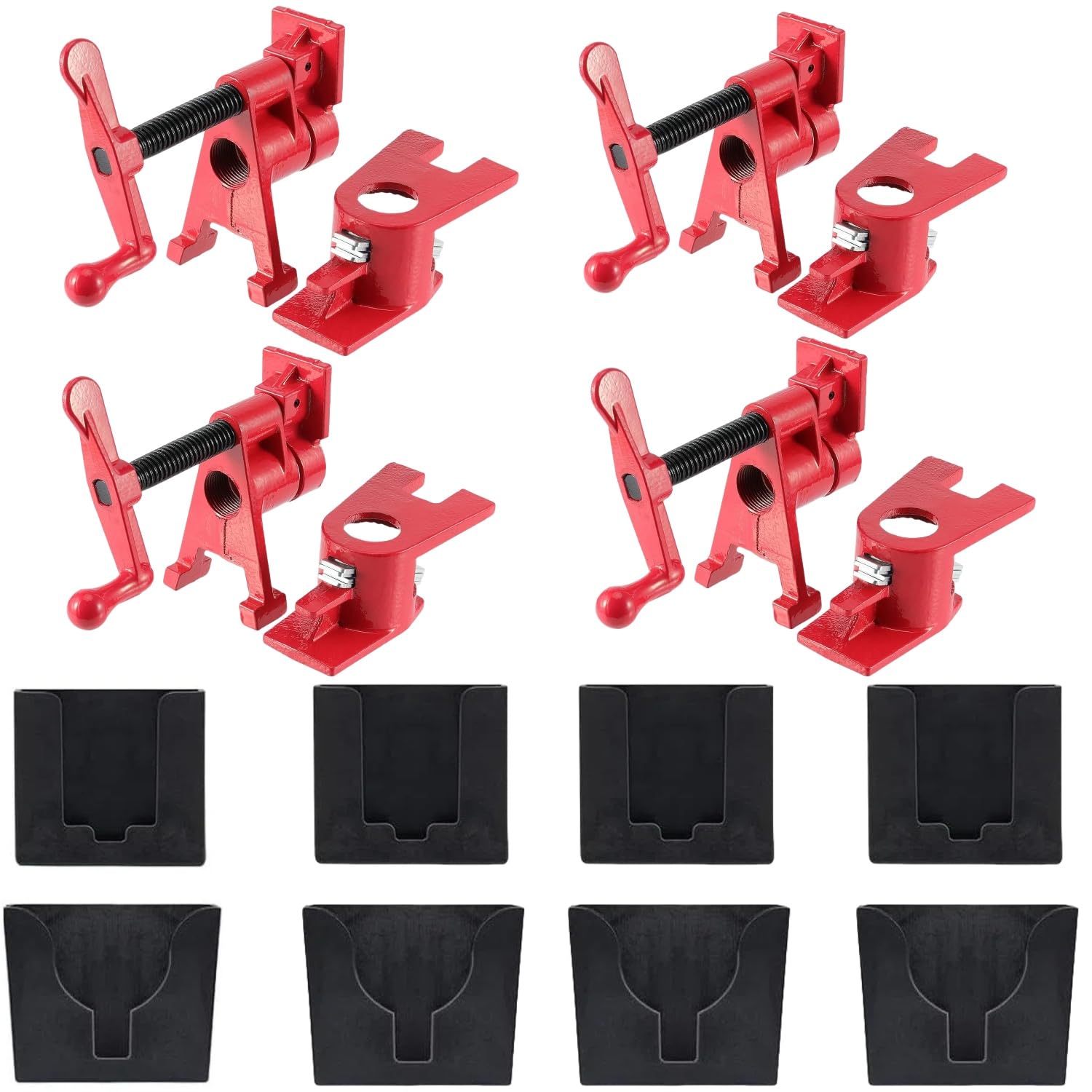 INREPRO 4 pezzi 3/4" Set di Morsetti in Metallo per Legno, Morsetti per tubi per la Lavorazione del Legno, Morsetto a Sgancio Rapido per Tubi Filettati da 3/4"