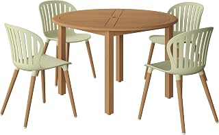 Urban Elements Iow 5-Piece Teak Round Patio Dining Set for 6 Ideal for Enjoy with Family and Friends