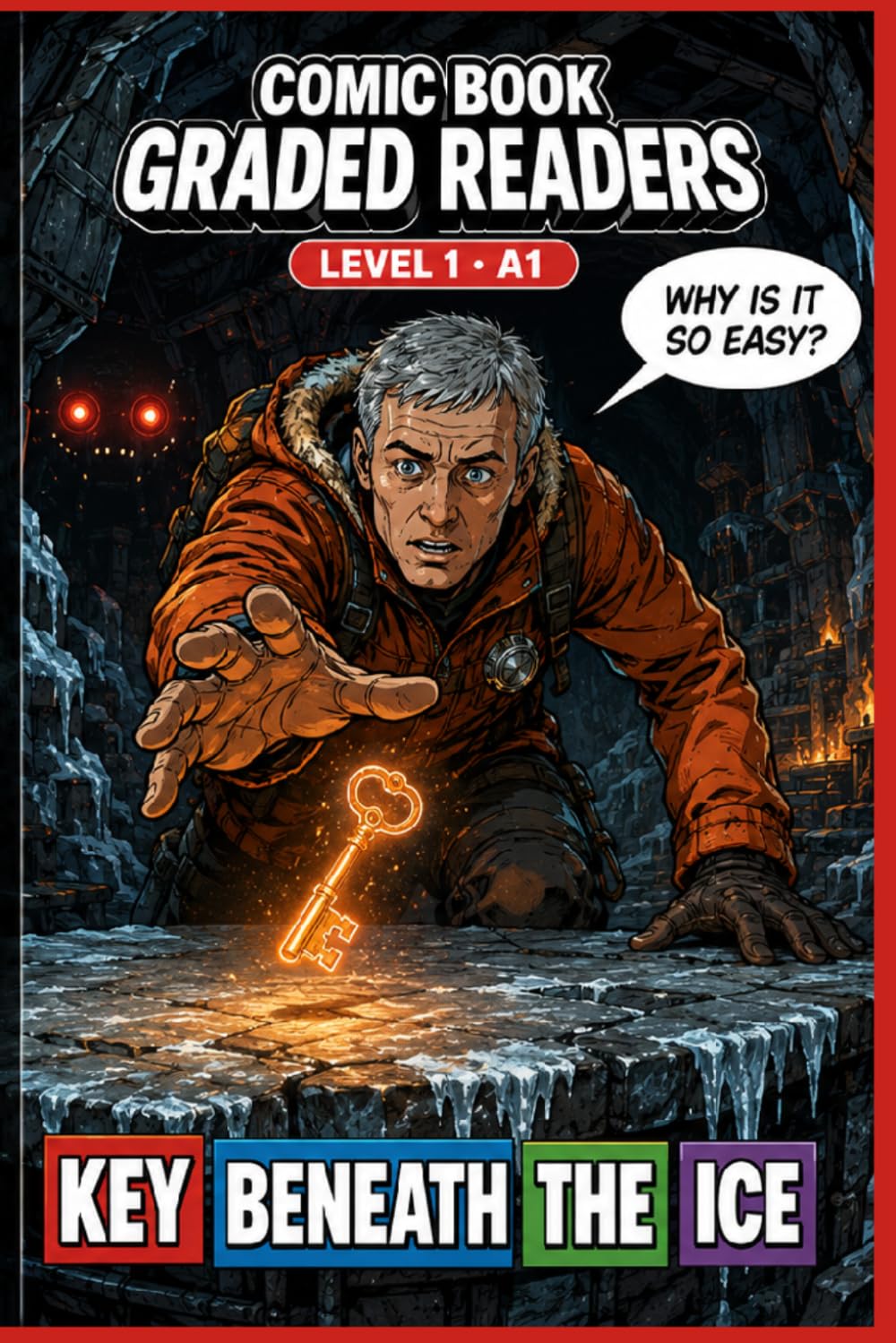 The Key Beneath the Ice: A Graded Reader Comic Book for Adults Learn English Level 1 A1.: A Graded Reader for Adult Learners (Level A1) — Visual Learning Easy English Reading ESL.