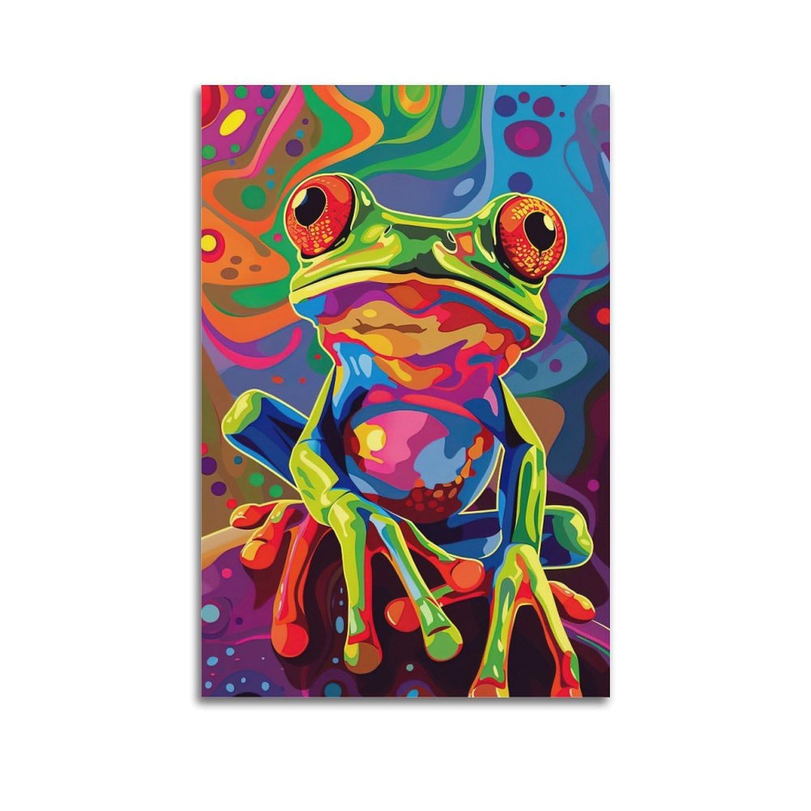 CXHJCA Animal Poster Curious Frog Poster Decorative Painting Canvas Wall Posters And Art Picture Print Modern Family Bedroom Decor Posters 20x30inch(50x75cm)