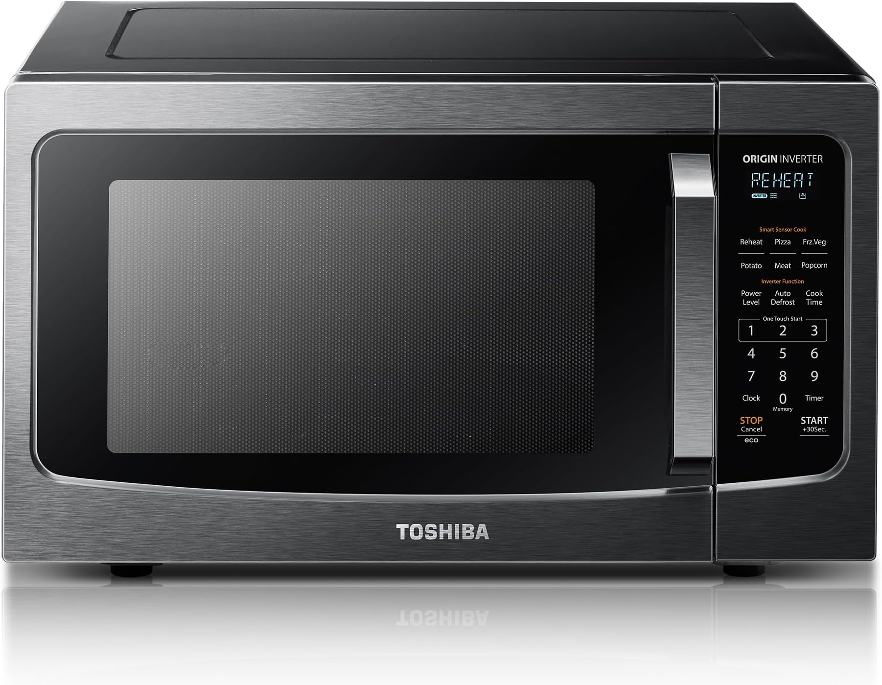 ML-EM45PIT(BS) Countertop Microwave Oven with Inverter Technology, Kitchen Essentials, Smart Sensor, Auto Defrost, 1.6 Cu.ft, 13.6" Removable Turntable, 33lb.&1250W, Black Stainless Steel